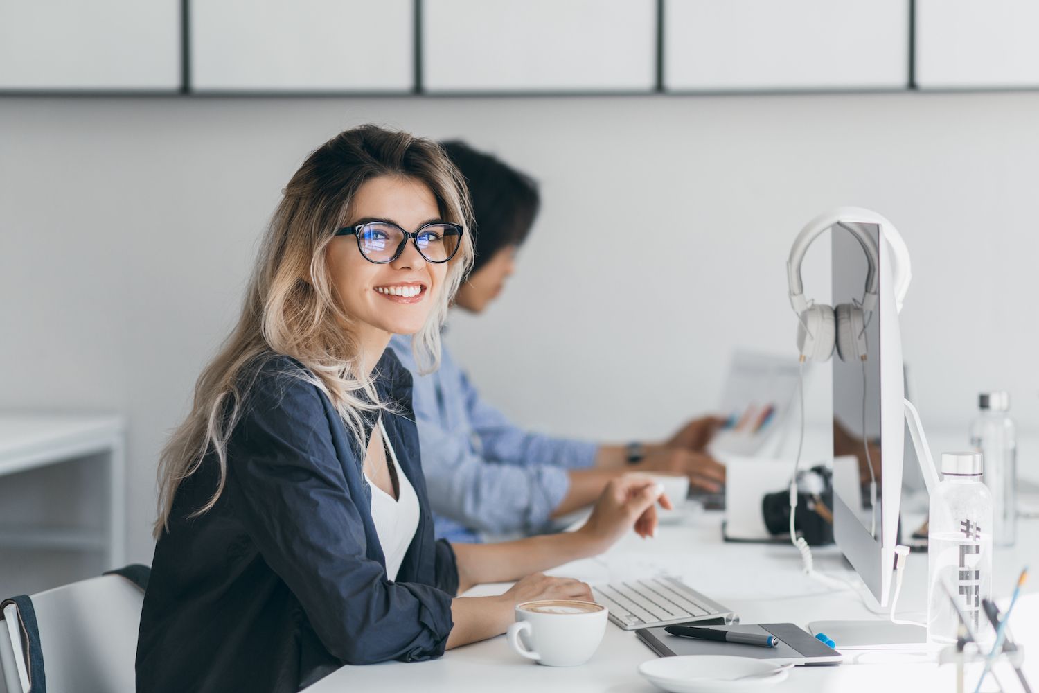 woman working on a laptop